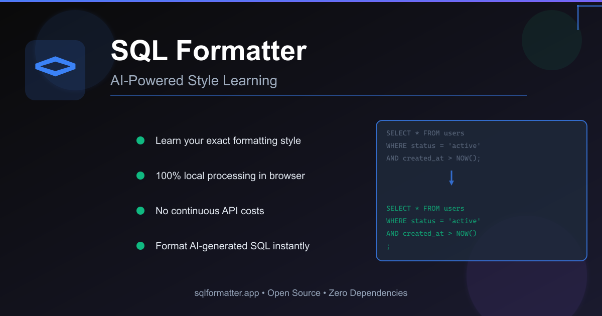 SQL Formatter — AI-Powered Style Learning | Format SQL Queries Locally